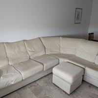 Divano Letto Angolare Beige + Pouf e Materasso