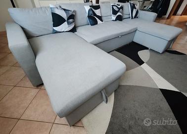 Divano letto angolare in tessuto grigio chi