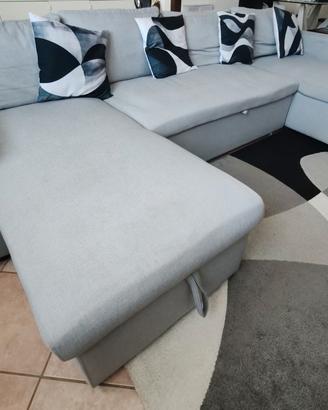 Divano letto angolare in tessuto grigio chi
