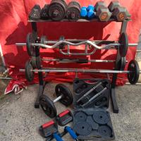 SET COMPLETO BILANCIERI , PESI E MANUBRI