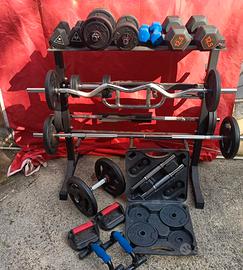 SET COMPLETO BILANCIERI , PESI E MANUBRI