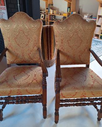 Coppia do poltrone vintage in stile Luigi XIII