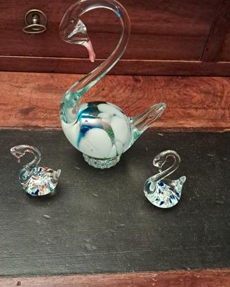 Set di 3 Cigni in vetro di Murano