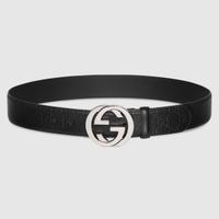 Cintura Gucci nera GG Uomo 