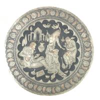 Piatto antico d'ornamento, placcato argento-Persia