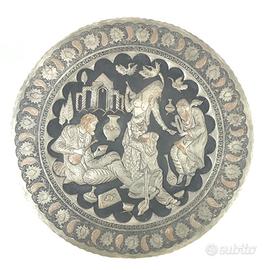 Piatto antico d'ornamento, placcato argento-Persia
