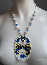 Collana lunga Boho Madreperla Ciondolo Maschera