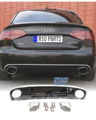 DIFFUSORE AUDI A4 B8 11-15 LOOK RS4 DOPPIA USCITA