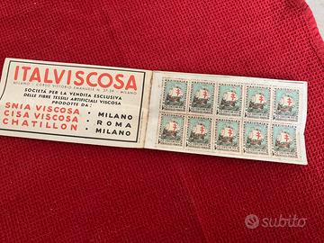 Antico libretto con 10 francobolli da 1 lira per l