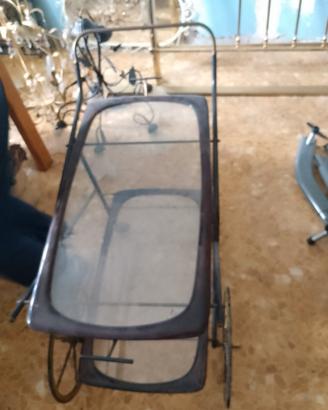 Carrello bar vintage 2 piani in vetro - anni '70