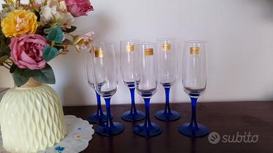 6 Calici da flute bleu NUOVI