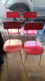 sedie in metallo e formica del 1950 color rosso