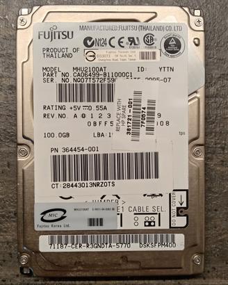 Hard Disk Vintage 2.5" Fujitsu 100GB IDE PATA