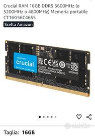 Crucial DDR5 da 16GB, modello CT16G56C46S5,