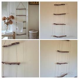 Scaletta decorativa rústica porta asciugamani 