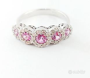 Anello magic Zaffiro Rosa E diamanti Donna Oro 18k