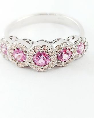 Anello magic Zaffiro Rosa E diamanti Donna Oro 18k