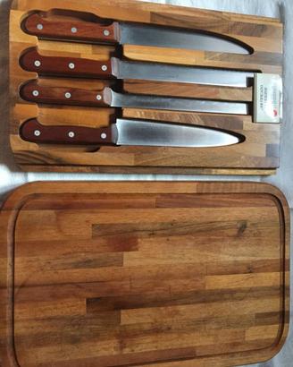 tagliere in legno 4 coltelli Maniago con cassetto
