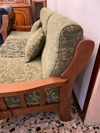 divano 3 posti + 2 poltrone in legno