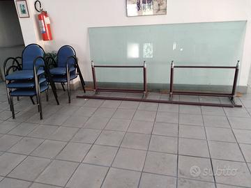 Tavolo Cristallo 280x125 base alluminio e 10sedie