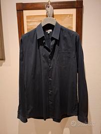 camicia uomo blu cotone elastico Cos S macchia 