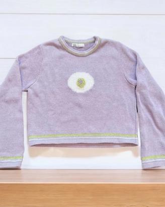 Phard - Maglione crop lilla con decorazioni - S