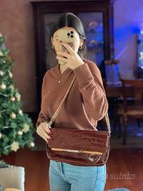 Borsa Baci & Abbracci marrone effetto coccodrillo