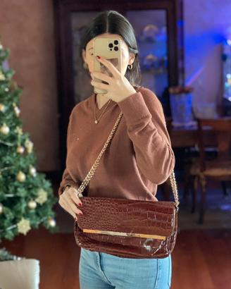 Borsa Baci & Abbracci marrone effetto coccodrillo