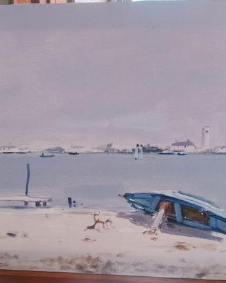 Elio Lazzari, Veduta Lagunare, 50x40mm