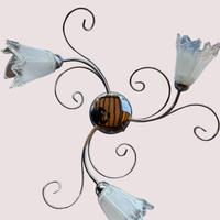 Plafoniera 3 Luci in Metallo Cromato con Diffusori