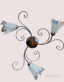 Plafoniera 3 Luci in Metallo Cromato con Diffusori