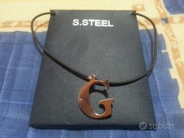 Collana acciaio STEEL lettera G + Bracciale donna