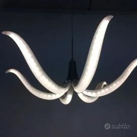 Lampadario Led metallo cromo/acrilico bianco
