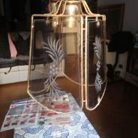 Lampadario lanterna vintage 1 luce vetro metallo