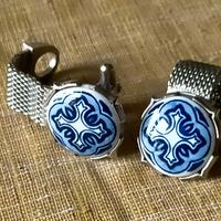 Gemelli da polso vintage ceramica e metallo 