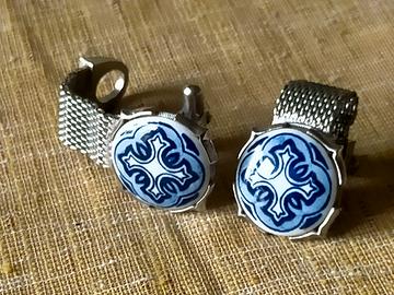 Gemelli da polso vintage ceramica e metallo 