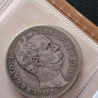 moneta d'argento Umberto I 1879 900/1000