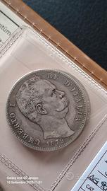 moneta d'argento Umberto I 1879 900/1000