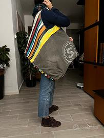 Borsa rettangolare in jeans con stampa Stefanel