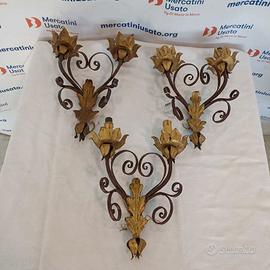 Tre applique in metallo colorato primi '900