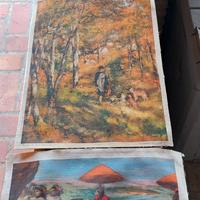 Tre vecchie stampe su tela Vintage Edizioni Beatri