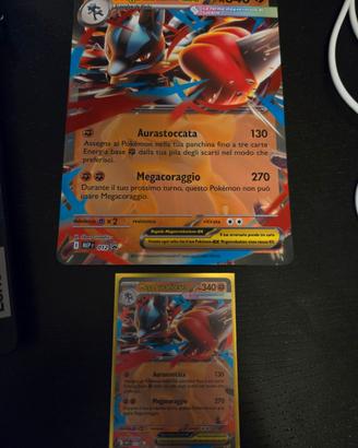 Carte pokemon Mega Lucario Ex grande+piccola