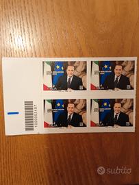 quartina francobollo Berlusconi codice barre
