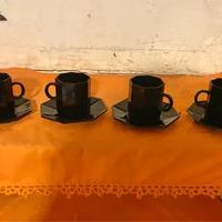 Set 4 tazzine da caffè Arcopal nere con piattino