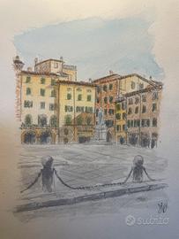 Quadro Lucca acquerello dipinto