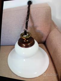 lampada  saliscendi in vetro bianco