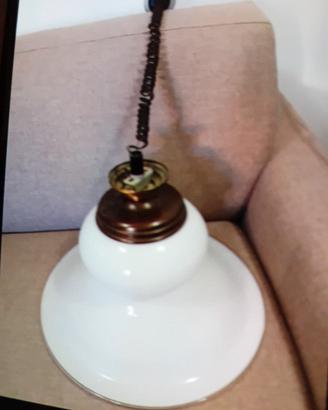 lampada  saliscendi in vetro bianco