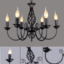Lampadario country nero