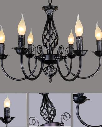 Lampadario country nero