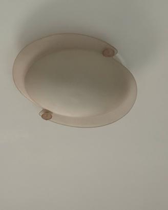 Plafoniera in vetro rosa